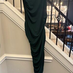 PrettyLittleThing Dark Green One Shoulder Dress